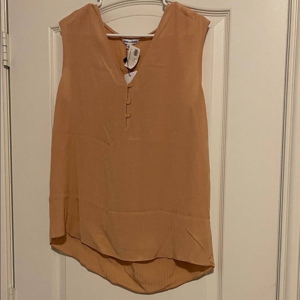 Always and Forever V Neck Drop Shoulder Sleeveless Rose BeigeTop